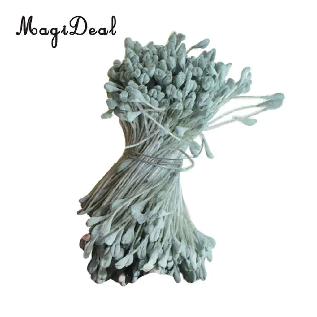 MagiDeal 360 Pieces 6cm Artificial Pearl Double Heads Flower Stamen Pistil beige Wedding Bouquet Hair Accessories