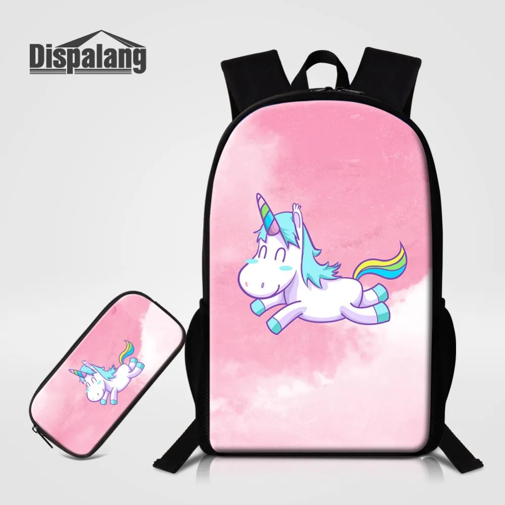 

Children School Backpack With Pencil Case Cute Unicorn Printing Bookbag 2 PCS Set For Student Girl Lovely Cartoon Bagpack Rugzak