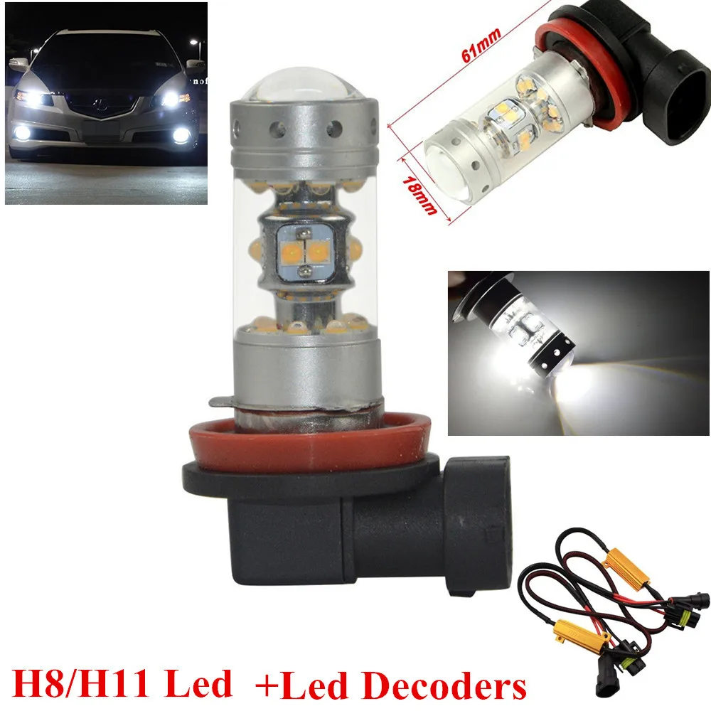 

2Pcs H11 PGJ19-LED Projector Fog Light DRL/Driving Lamp 140W(28W) No Error+Led H11 Decoder For MercedesBenz W211 W212 W164 W221