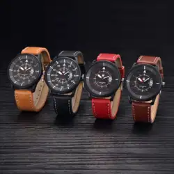 Кварц-роскошные часы Для мужчин 2018 Для мужчин кожаные Нержавеющая сталь Спорт Дата кварцевые часы Водонепроницаемый Reloj Hombre
