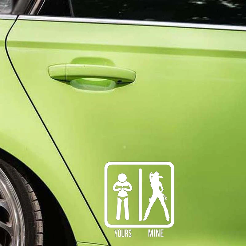 YJZT 10.1*10.9CM Sexy Hot Women Girl Adult Pinup Yours Mine Vinyl Car Sticker Decals Popular Motocycle Black Silver C20-0013