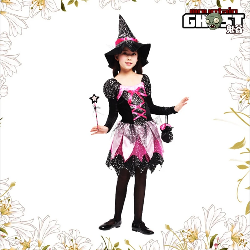Witch Costume Fancy Children Halloween Children's Halloween Witch Costume Girls Free Shipping
