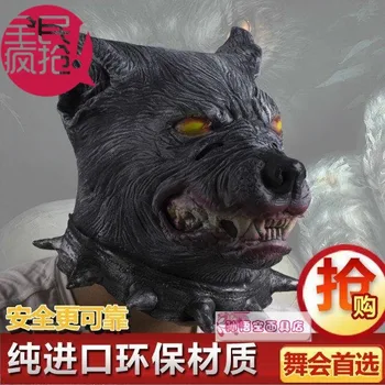 

All natural green latex masks wolf wolf rims Halloween party party props.