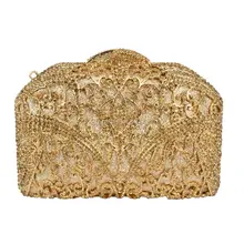 LaiSC Goldene Kette Abendtasche Diamant Pochette Geldbörse Kristall Hochzeit Kupplungen Prom Formale Handtasche Luxus Bling Tasche sc456