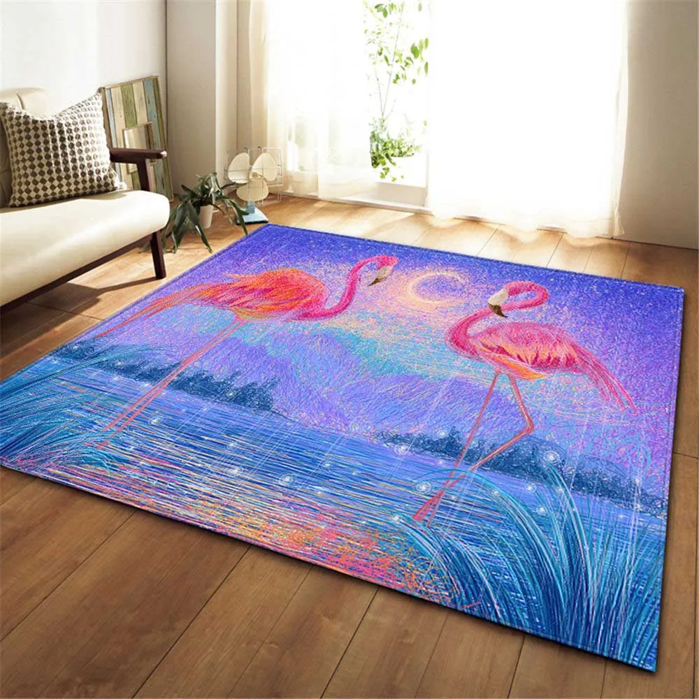 

Nordic Flannel Living Room Carpet Point Plastic Bottom Non-slip Area Rugs Children Room Decor Floor Mat Rugs Flamingo Carpets