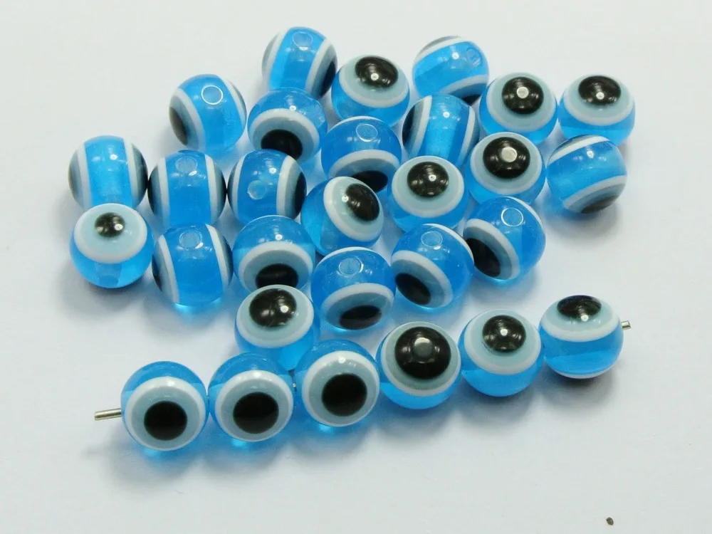 Kabbalah Jewelry Craft making 0.31/" 200 Acrylic Evil Eye Ball Round Beads 8mm