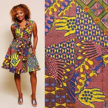 Хлопок воск печати Анкара Африканский воск печати ткань для платья Африканский настоящий воск с фабрики печати лоскутное H180118