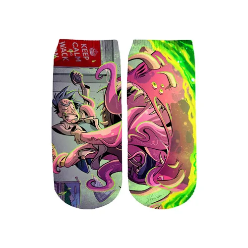 Тапочки в виде персонажа аниме Рик и Морти Pickle короткие носки цветные колготки девочек ппартияные милые модные ботильоны Повседневное платье, носки Косплэй подарок - Цвет: Мятный