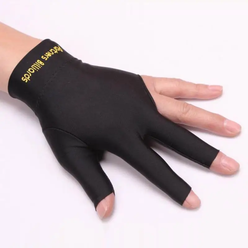 Снукер специальный Бильярд три пальца перчатки снукер Бильярд перчатки вышивка левая рука три пальца Гладкий Бильярд аксессуары - Цвет: Black