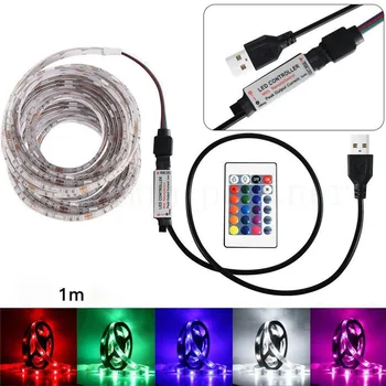 

2018 50-200CM USB LED Strip Light TV Back Lamp 5050RGB Colour Changing+Remote Control