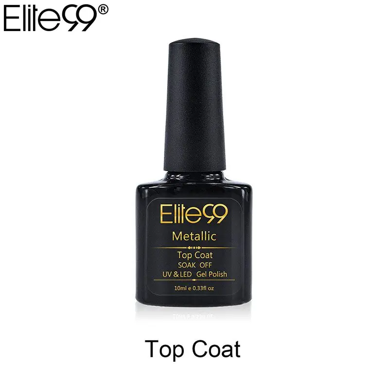 

Elite99 10ml Soak Off Metallic Top Coat For Colorful Rainbow UV Gel UV LED Curing Top it off long lasting 10ml Nail Gel Polish