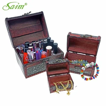 

3 Pcs High Quality Jewelry Boxes Retro Wood Lock With Flowers Necklace Jewelry Storage Box Home Collection BoxYWHXSNH05360