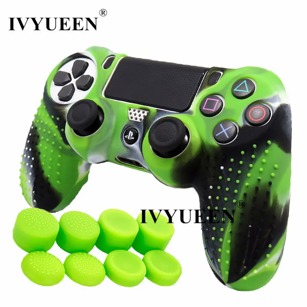 IVYUEEN Высокое качество кожи силикон для Dualshock 4 Игровые приставки PS4 Pro Slim контроллер с 8 аналоговый стик сцепление шапки
