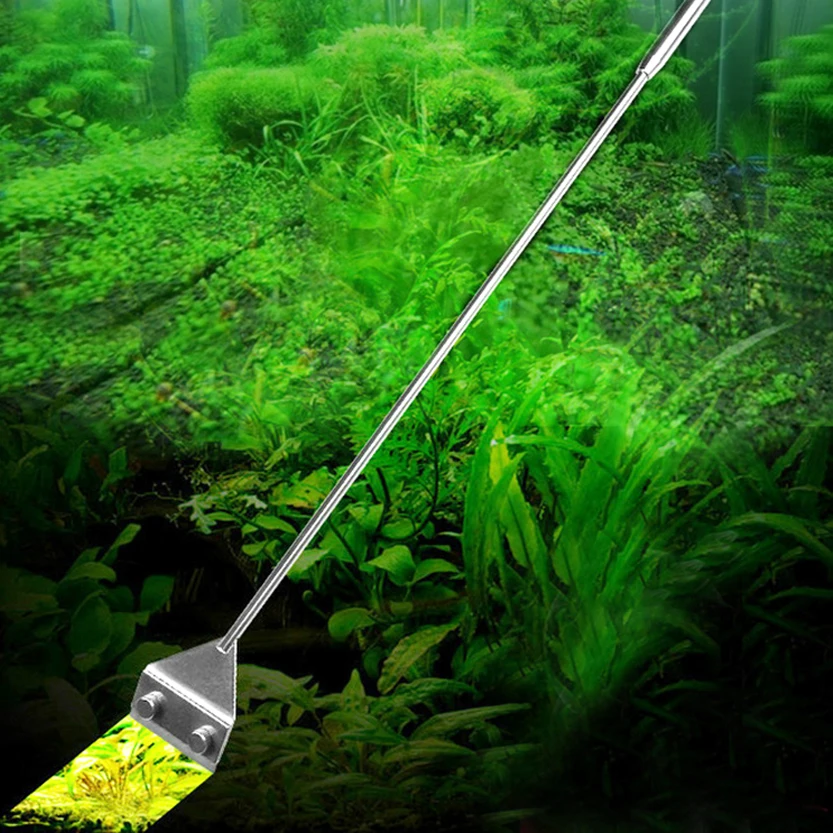 

Mirror stainless steel grass cylinder scraper Algae tank Aquarium glass scraper Algae knife In addition to moss 45-65cm