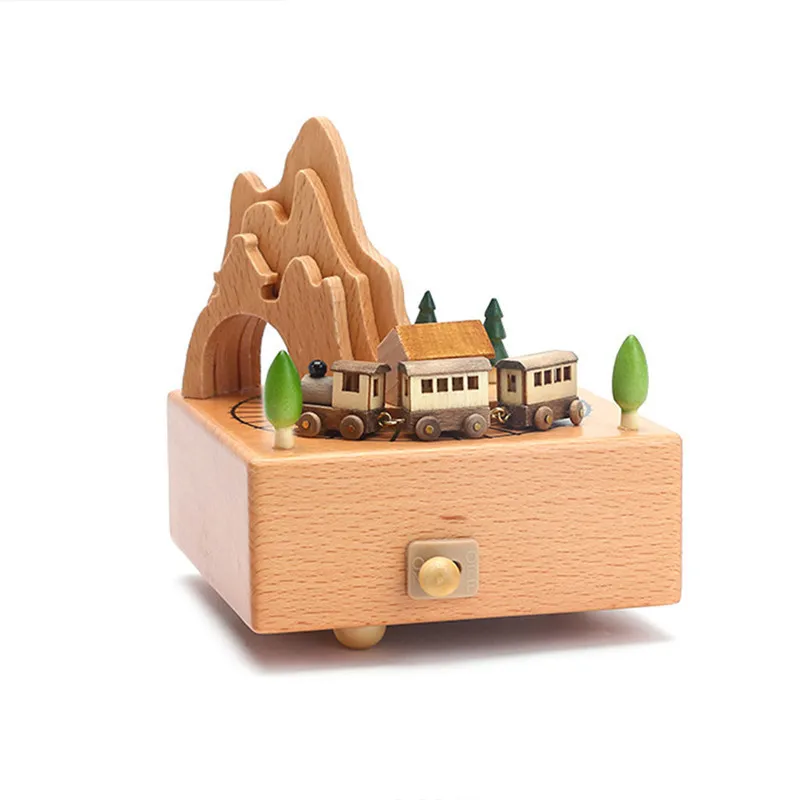 10 Type Wooden Music Box Creative Gift Gifts For Kids Musical Carousel Ferris Wheel Boxes Boxs Navidad Decorations For Home - Цвет: 01