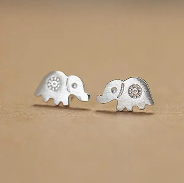 

New 925 Sterling Silver Elephant Stud Earrings For Women Animals Earrings Fashion Jewelry Pendientes Brincos