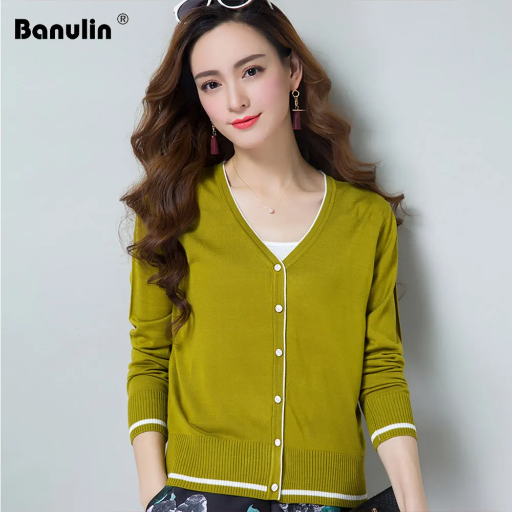 

Banulin Women Knitted Cardigan Coat Autumn Winter 2019 Casual V-Neck Long Sleeve Crochet Knit knitting women sweaters cardigan