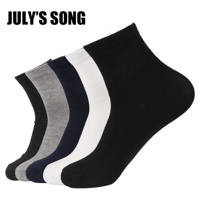 

JULY'S SONG Brand Winter Socks Men No Show Socks Low 100 Cotton High Quality 5 Pairs a Lot
