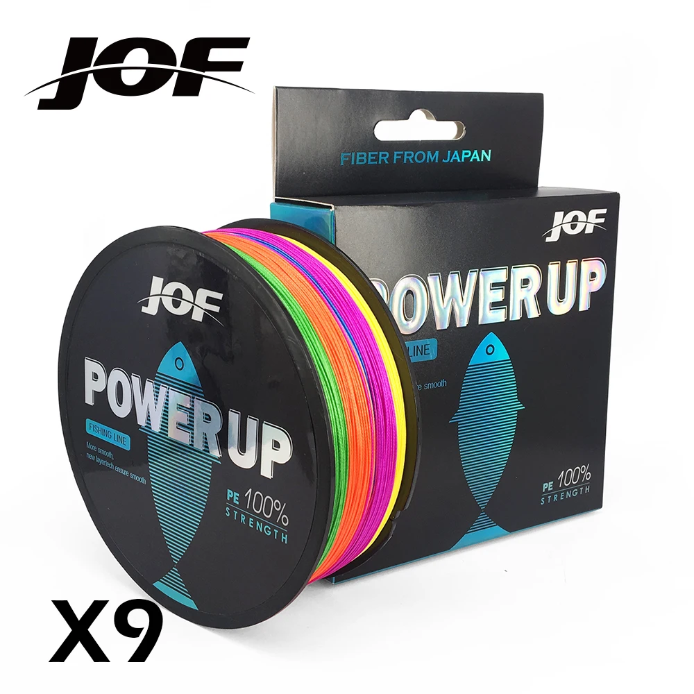 500 متر X9 JOF العلامة التجارية سوبر قوي اليابان المتعددة الشعيرات 100% صنارة صيد بولي ايثيلين مجدول 9 السواحل مضفر أسلاك 20LB إلى 100LB