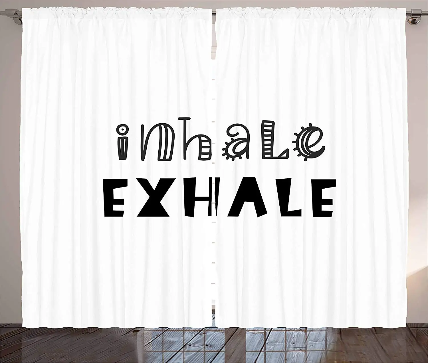 

Inhale Exhale Curtains Hippie Life Health Breath Calligraphy Balance of Life Zen Mentalcare Living Room Bedroom Window Decor