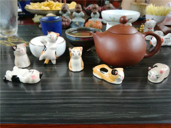 Cute Japan Lucky Cats Kitten Chopsticks Stand Rest Ceramic Figure Toys 6pcs - Buyer's Show 7