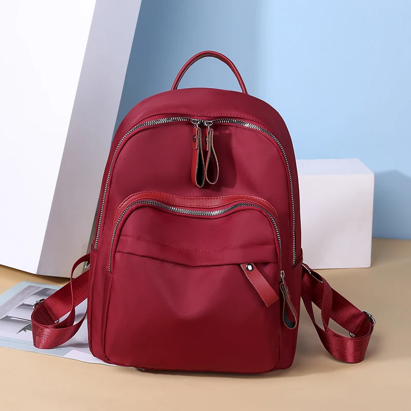 

2019 Women Solid Color Backpack Casual New Backpack Women Soft Leather Bag Large-capacity Security Travel Bagpack