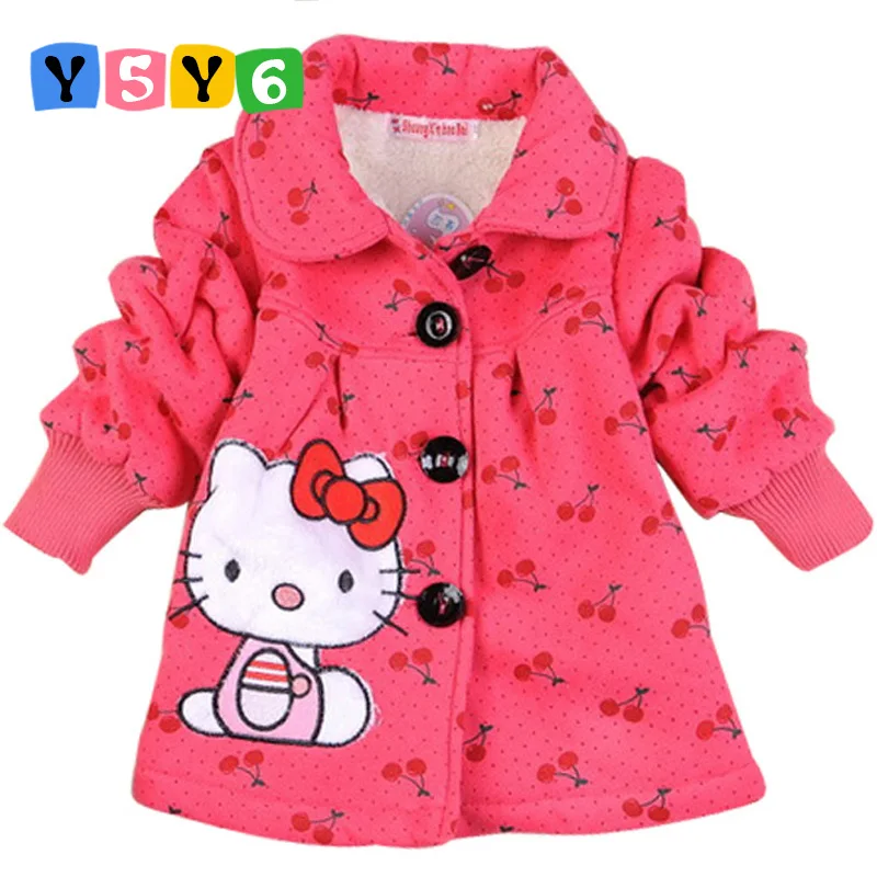 

Retail 2018 Fashion Children's coats girls Hello Kitty winter warm coat children cotton jacket thick cotton-padded clothes