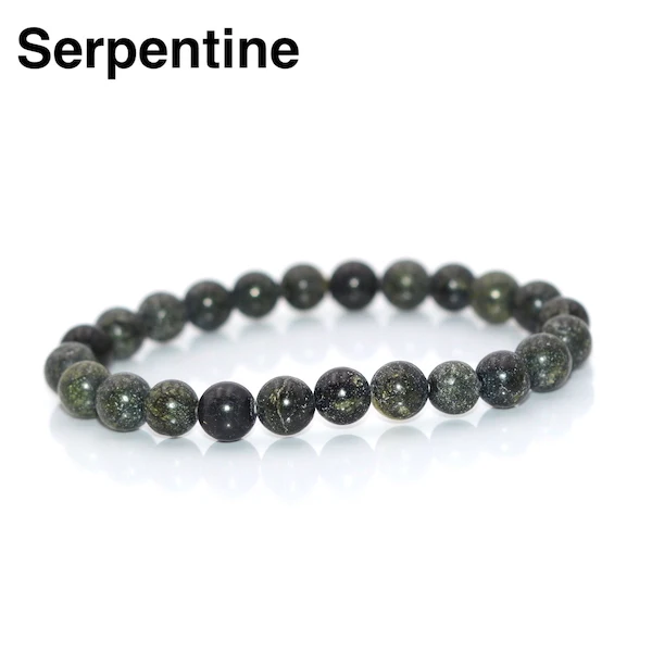 Serpentine Очаровательный с натуральным драгоценным камнем стрейч 8 мм черный Снежинка Obsidia бусины браслет для женщин - Окраска металла: Serpentine