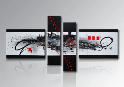 100% Handpaited Framed framed painting The new collage Oil Painting On Canvas 4Pcs a Set | Дом и сад