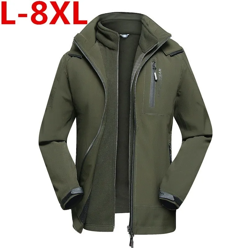 Plus Size 8XL Winter Jacket Men Thermal Waterproof Windbreaker Two