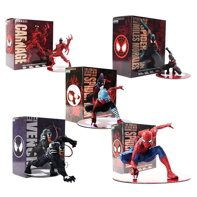 

5 style The Avengers Spiderman Carnage Venom Black Spider-Man Miles Morales Figure Toys Model Kit Gift for Kids