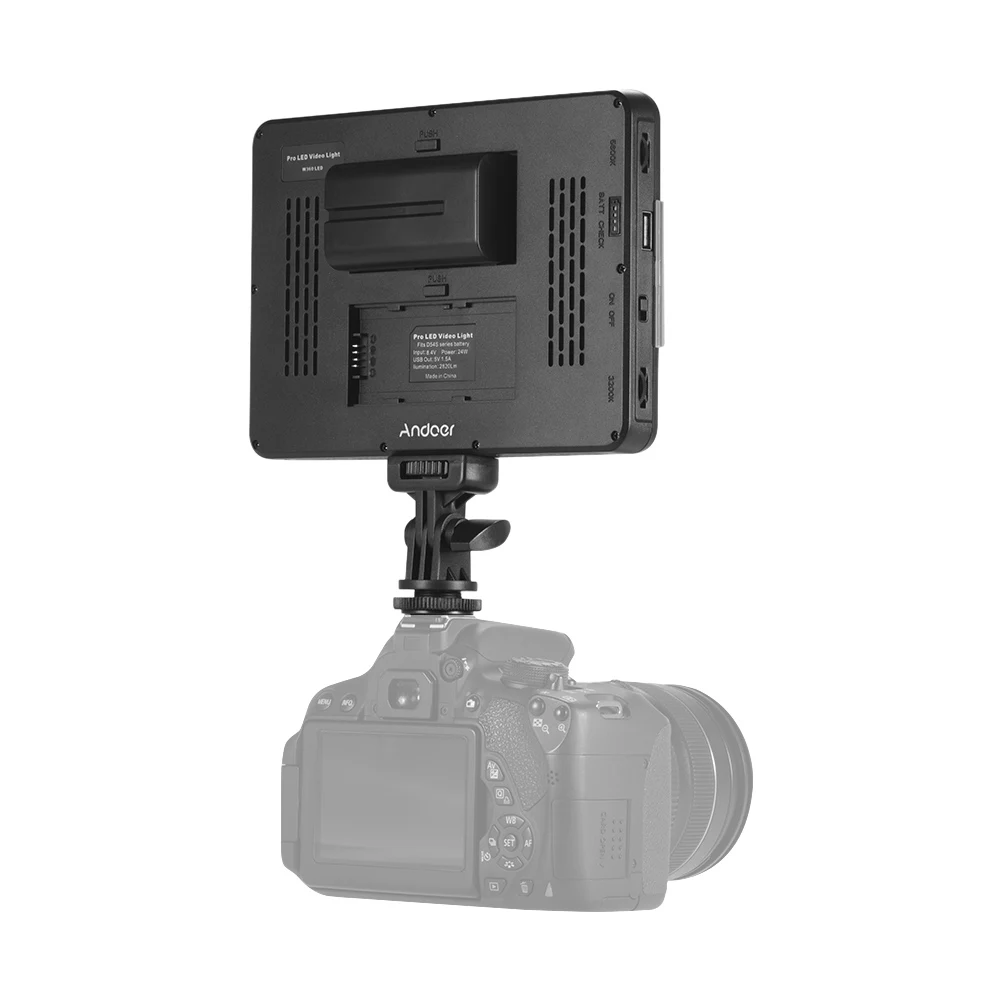 Фотография Andoer W360 24W Светодиодный светильник для видео панель заполняющая лампа 3200 K/5600 K батарея+ зарядное устройство для камеры Canon Nikon sony