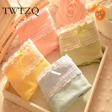 TWTZQ 2017 Underwear Women Girl Sexy Briefs Thong Ropa Interior Mujer Cotton Candy Color Lace Briefs