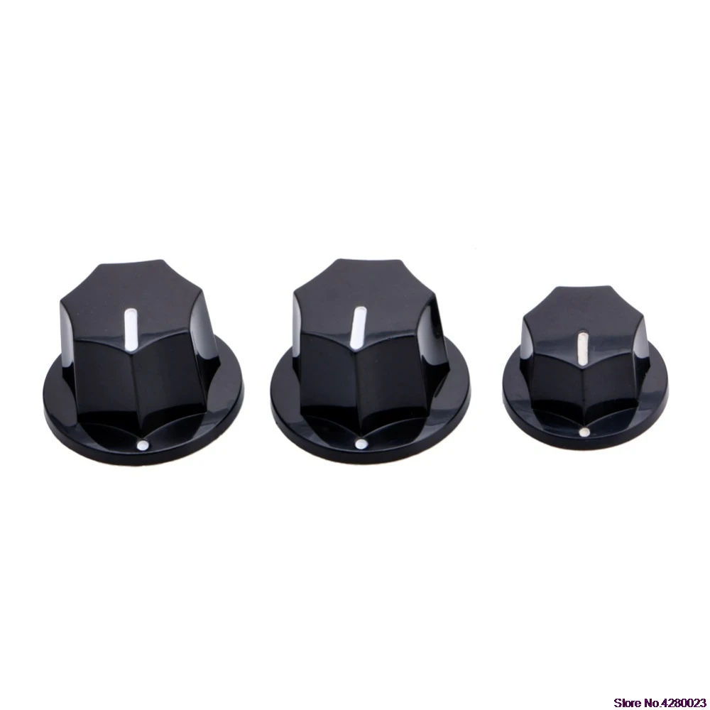 

2020 New 1 Set 3 Plastic Knobs Preamp Control For Jazz Bass JB Effect Black 2 Big 1 Small