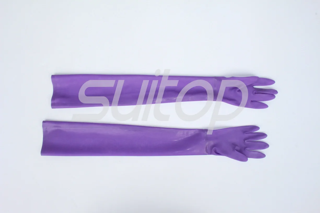 ラバーラテックスグローブ,ロング,パープル,セクシー - AliExpress
