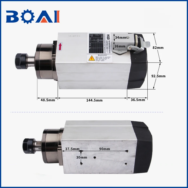 HQD1.5KW Электрический шпиндель квадратный с воздушным охлаждением Высокоскоростной гравировальный станок мотор шпинделя