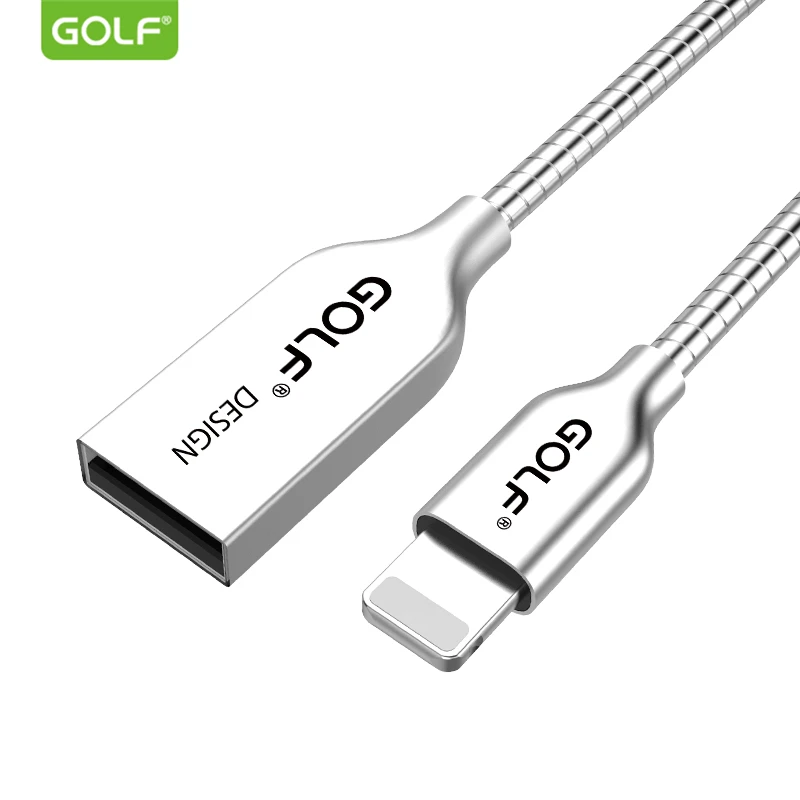 

GOLF Zinc Alloy USB Cable Fast USB Charging Data Cable for iPhone 6 7 8 Plus X XS XR Phone USB Charger Cable for iPhone 5 5S 6S