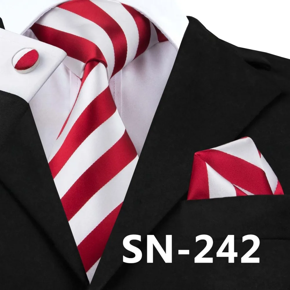 C-306, Hi-Tie, ярко-красный мужской галстук, набор, цветочный жаккард, тканые шелковые галстуки для мужчин, бизнес, свадьба, вечеринка, 8,5 см, классические галстуки - Цвет: C-242-S