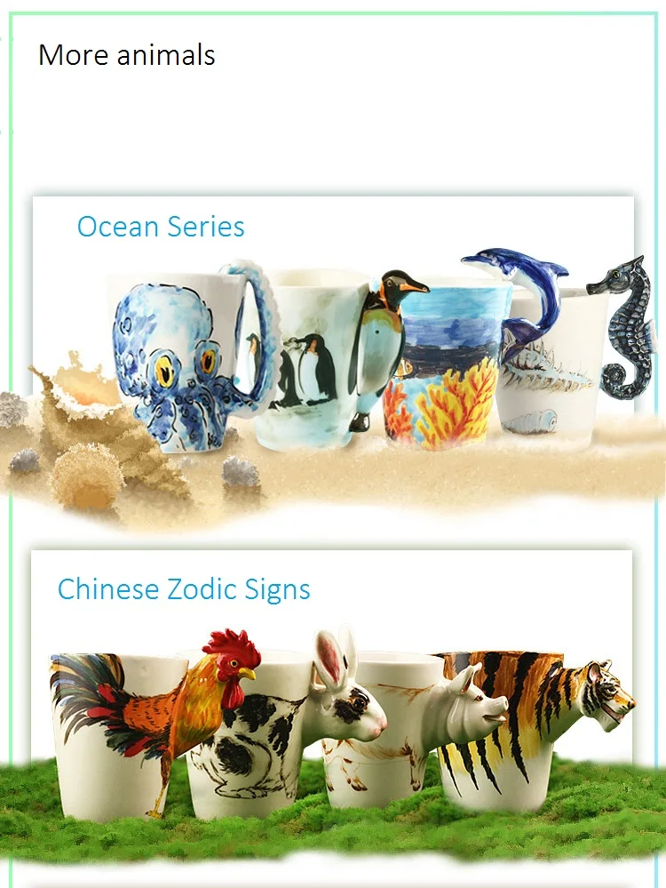 Творческий керамика ручной работы кружка Кофе чай и напитки Кружка 3D животных: динозавр, жираф, палевый обезьяна с рисунком собачки и