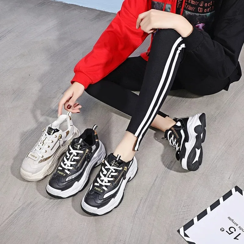 Женская обувь кроссовки из натуральной кожи на платформе zapatos de mujer женская с