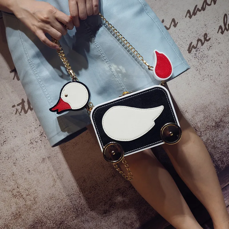 

2018 Promotion Time-limited Women Pu Single Duck Elephant Chain Female Bag Hard Pack Animal Personality Leisure Small Satchel