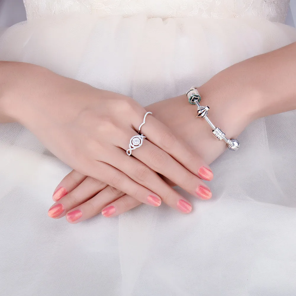 JewelryPalace бесконечность любви 4 зубец круглый с кубического циркония Stackable Halo