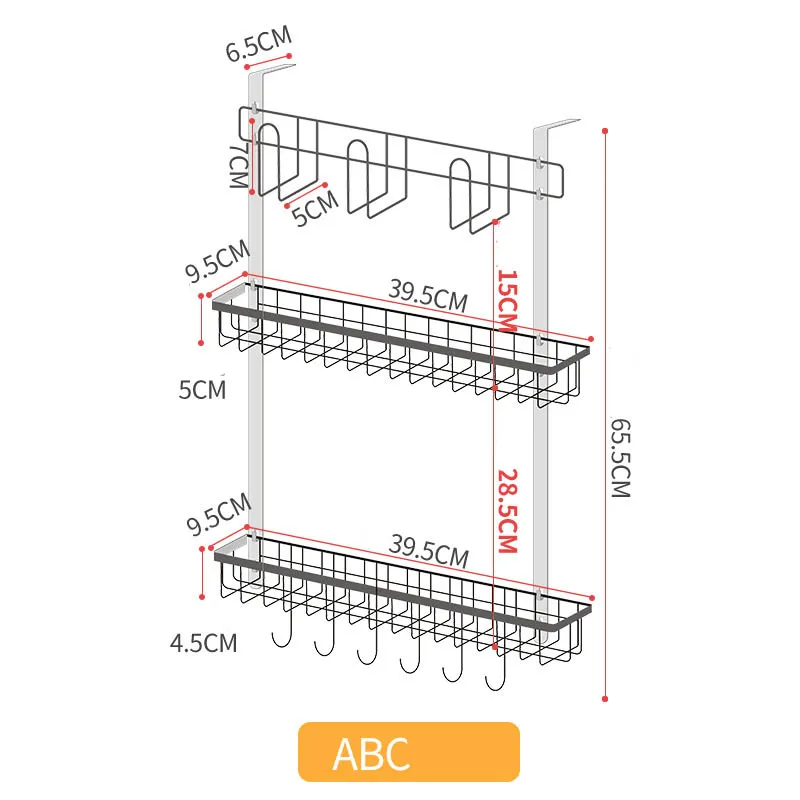 Стойка для холодильника из нержавеющей стали, кухонные принадлежности, многофункциональные баночки для специй, подвесная полка для хранения вещей, органайзер для дома - Color: ABC
