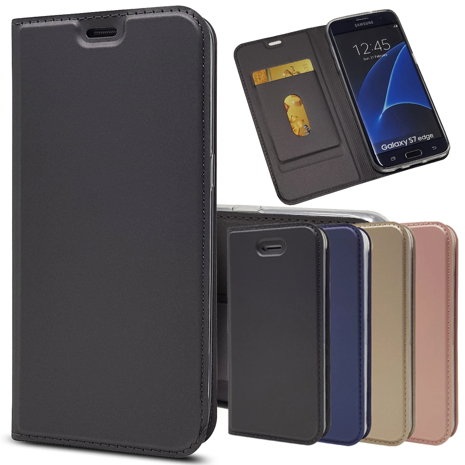 

for Samsung Galaxy S7 S7 edge Case Magnetic adsorption Matte wallet case for Samsung Galaxy S7 edge Protective Cover