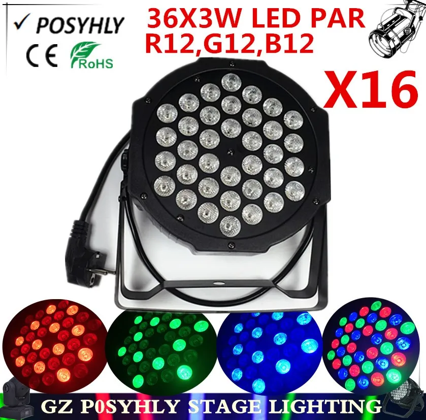 16 шт./36 Вт led par свет Прожектор RGB dmx512 управление AC90-240V диско свет профессиональный студийное диджейское оборудование