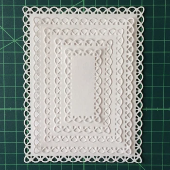 5pcs Laced Rectangle Frame Set Metal Cutting Dies for Scrapbooking DIY Photo Album Card Making Decorative Stencil New 2020