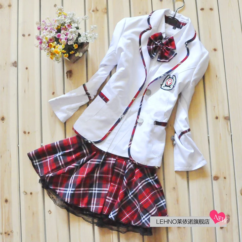 

Fashionable Japanese school girl uniform Plaid school uniform for girls Korea school uniforms spring autumn full sleeve uniform