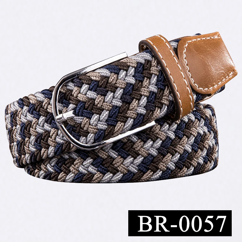BRPD-0057 Hi-Tie мужской Эластичный ремень в полоску Женский эластичный холщовый ремень для джинсов унисекс Повседневный вязаный Плетеный длинный ремень 3,5 см в ширину - Цвет: BRPD-0057
