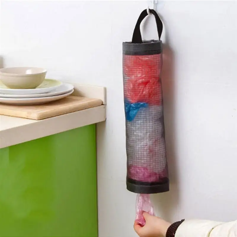 2pcs Hanging Folding Mesh Garbage Bag Organizer Trash Bags Holder