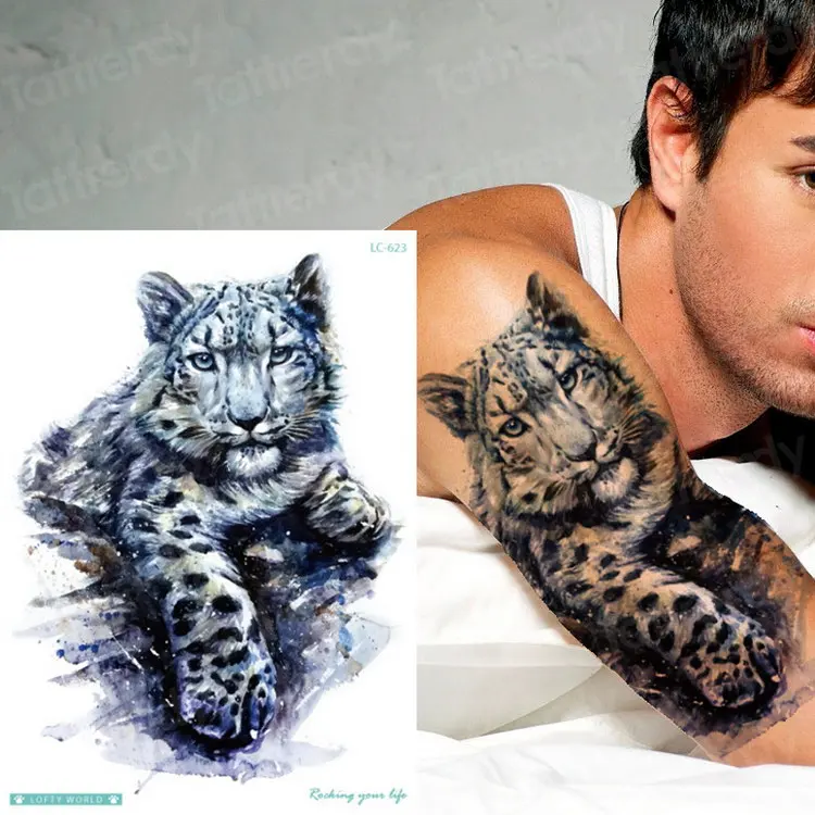Временная татуировка Тигр водостойкая временная татуировка животные волк лиса moose татуировки Единорог Лошадь сексуальные поддельные тату для женщин девочек - Цвет: LC623